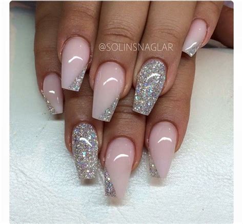 Pink And Silver Silver Glitter Nails Pink Nails Prom Nails
