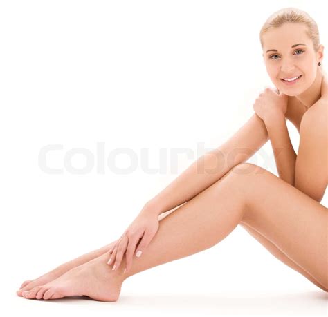 Picture Of Healthy Naked Woman Over White Stock Image Colourbox