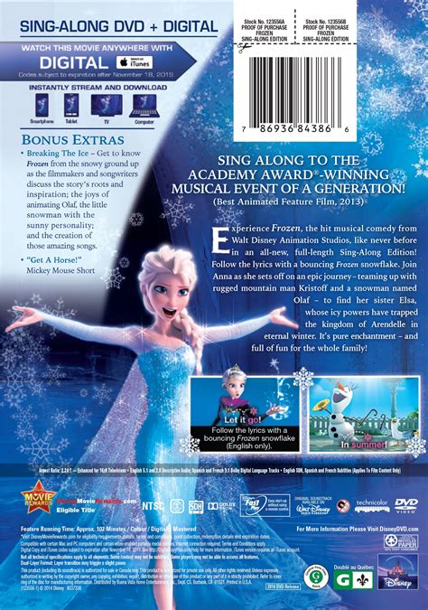 Frozen Sing Along Edition Dvd Digital Code