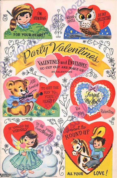 Printable Vintage 1950s Valentines Day Cards Cute Kitsch Boys Etsy In