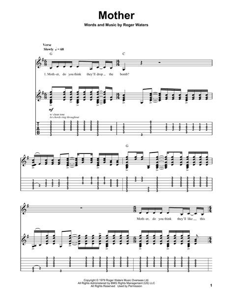 Mother By Pink Floyd Guitar Tab Play Along Guitar Instructor