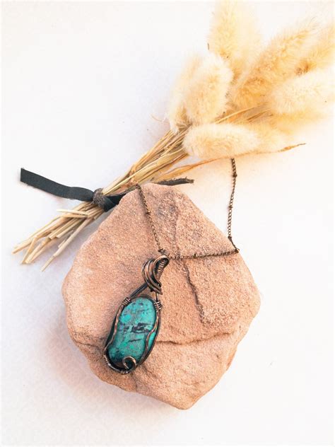 Sonoran Sunrise Chrysocalla Turquoise Colored Wire Wrapped Etsy