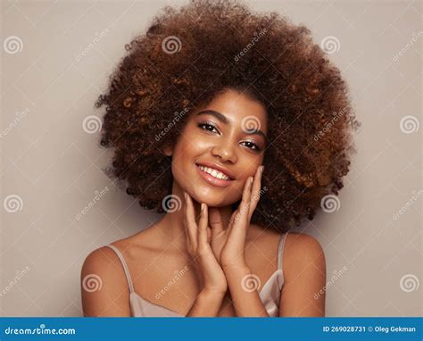 beauty portrait of african american girl with afro hair stock image image of girl afro 269028731
