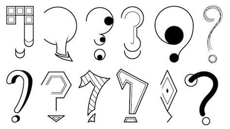 set hand draws collection doodle diferentes signos de interrogación negros diseño vectorial