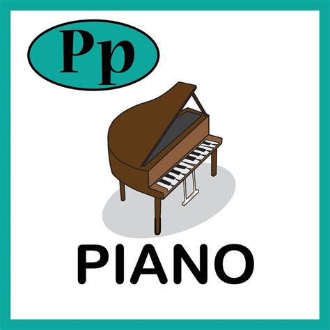 Letter P Piano Alphabet Cute Flash Card Practice Learning For