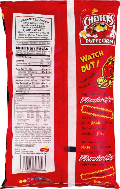 Hot Cheetos Nutrition Facts Label Labels Database Hot Sex Picture