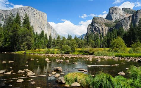Yosemite Valley National Park California Usa Mountain River Riverbed