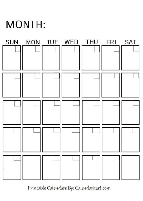 Free Printable Blank Calendar Templates Fillable PDF CALENDARKART Fillable Calendar
