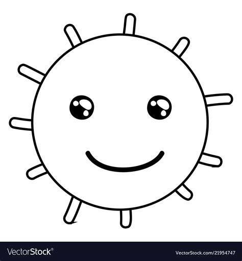 Outline Happy Bright Sun Rays Royalty Free Vector Image