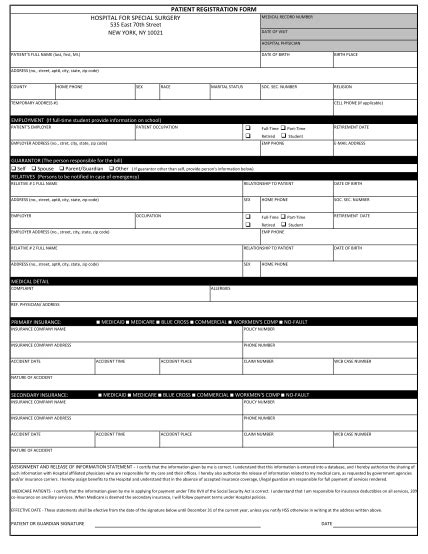 21 Patient Registration Forms Template Free Download Free To Edit