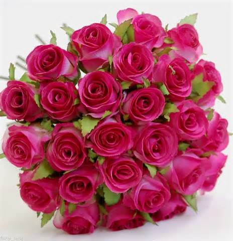 Silk Roses Wedding Bouquet Hot Pink Pre Made Rose Flowers