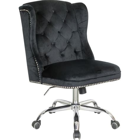 Office Chair W Black Velvet Upholstery And Tufted Buttons Aptdeco
