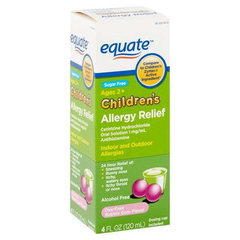 Equate Childrens Allergy Relief Cetirizine Hcl Oral Solution Bubble