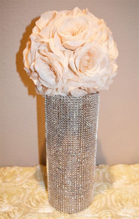 Rhinestone Vase Silver Vase Silver Rhinestone Vase Bling Etsy