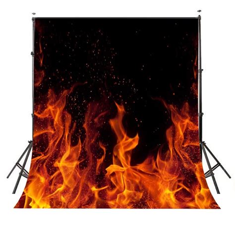 5x7ft Black Photography Backdrops Raging Fire Video Studio Props In