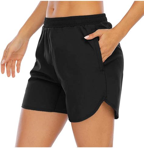 XIEERDUO Women S 5 Workout Running Shorts With Mesh Liner Black