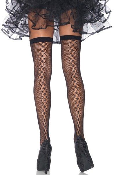 Fishnet Thigh Highs With Swirl Net Back Fishnet Stockings Sexy