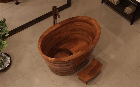 Aquatica True Ofuro Wooden Freestanding Japanese Soaking Bathtub Wooden Bathtub Modern