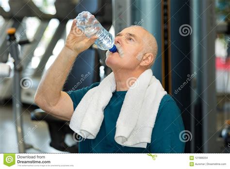 Senior Man Drinking Water After Exercising Stock Photo Image Of Shape