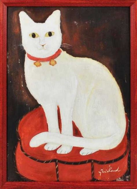 32 Folk Art Painting Of Cat 20th C
