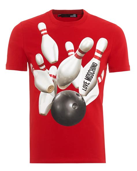 Love Moschino Mens Bowling T Shirt Slim Fit Red Tee