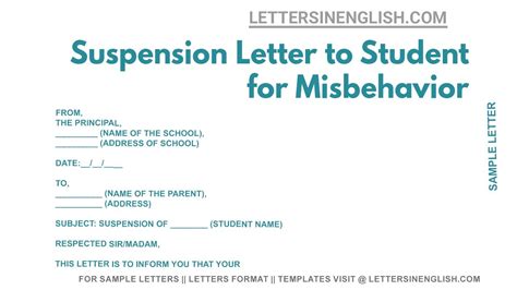 Suspension Letter To Student For Misbehavior Letter Of Suspension For