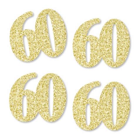 Big Dot Of Happiness Gold Glitter 60 No Mess Glitter Cut Out Numbers