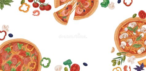Two Realistic Pizza Vector Flyer Banners Stock Vector Illustration Of