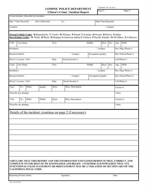 police incident report form template diadeveloper intended for generic incident report template
