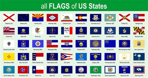 All 50 Us State Flags Alphabetically Icon Set Vector Illustration Stock