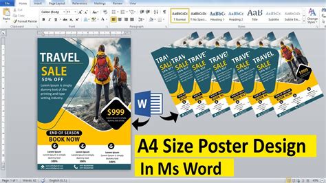 Poster Design Work In Ms Word Tutorial How To Make A4 Size Poster