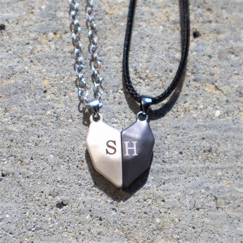 lovers heart magnetic pendant 2 piece set couples necklace etsy