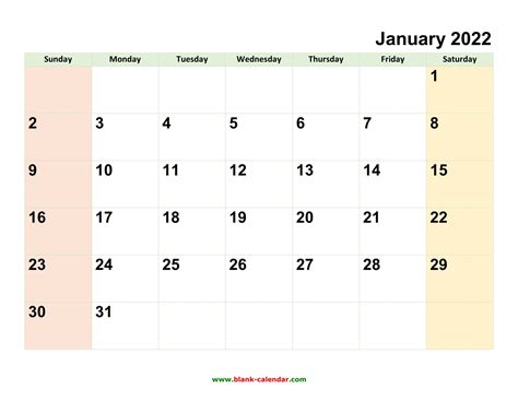 Printable Monthly Calendar 2022 Fadwestern
