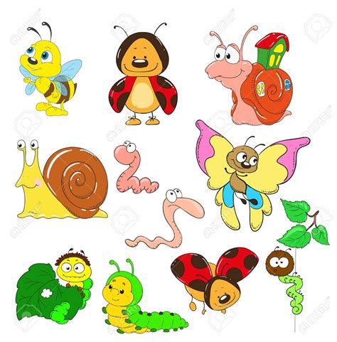 Colección De Dibujos Animados De Caracteres Insectos Vectores Caracol