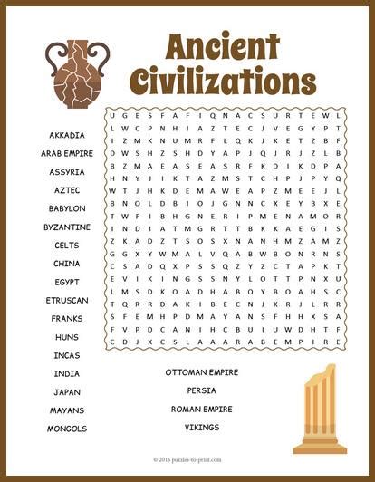 Ancient Civilizations For Kids Worksheets