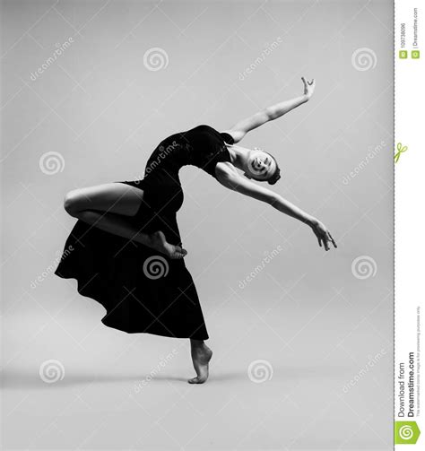 The Girl In A Black Dress Is Dancing Stock Photo Image Of Dance