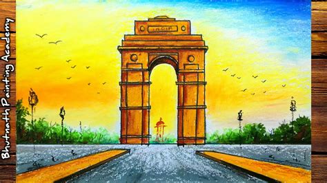 India Gate Drawing Easy Republic Dayindependence Day Youtube
