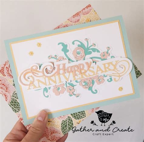 A colleague at work asked if i could make a first anniversary card for her and personalize it with the names of the husband and wife. Wedding Anniversary Card using the Cricut Maker | Gather and Create