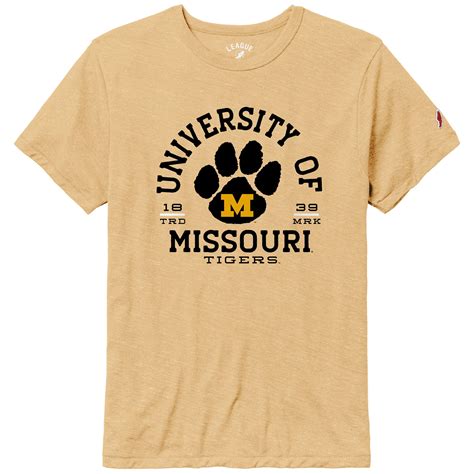 Mizzou Tigers University Of Missouri Vault Paw Logo Gold T Shirt