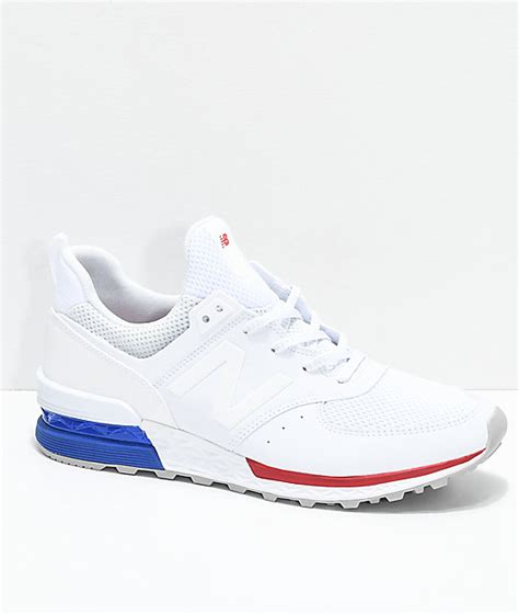 See more ideas about new balance cleats, new balance, cleats. New Balance Lifestyle 574 Sport White, Blue & Red Shoes | Zumiez