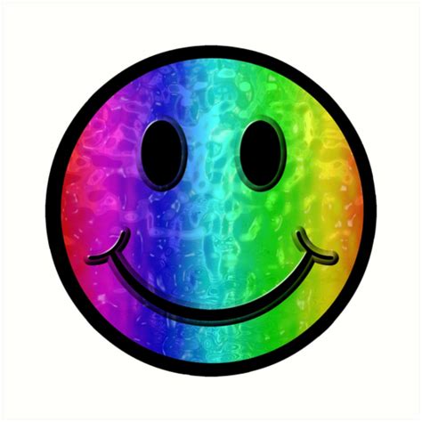Happy Wet Rainbow Smiley Face Art Print By Dogback Redbubble