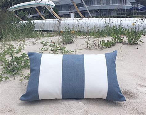 Sunbrella Fabric Outdoor Cushion Cover Blue Stripe Outdoor Etsy
