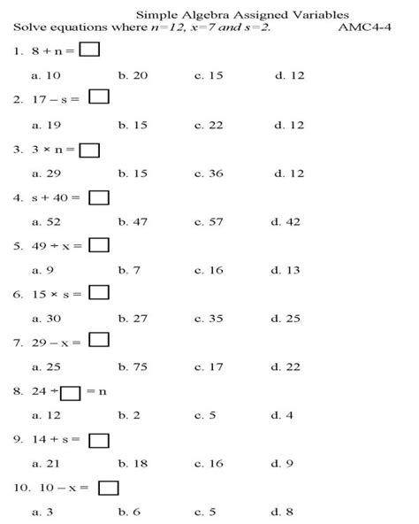 8 Best Images Of Algebra Practice Worksheets Algebra Math Worksheets