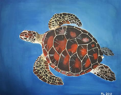 Sea Turtle Acrylic Painting On Wood Canvas Acrylic Art Collectibles