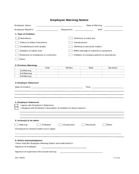 Free Printable Employee Warning Forms Printable Forms Free Online