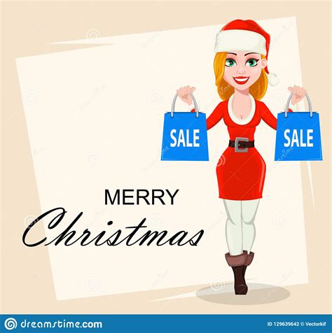 merry christmas woman in santa claus costume stock vector illustration of cute holiday
