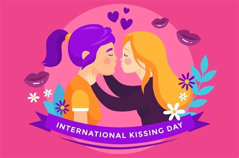 Dibujado A Mano Ilustración Del Día Internacional Del Beso Con Pareja