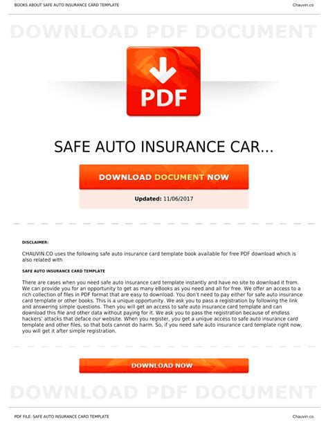 Fillable Online Books About Safe Auto Insurance Card Template Fax Email