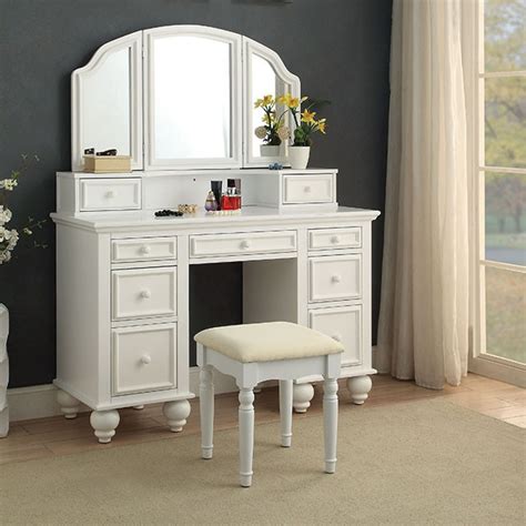 Browse our selection of makeup vanity sets, stools, mirrors & more so you can keep all your beauty products organized. Athy Makeup Vanity With Stool