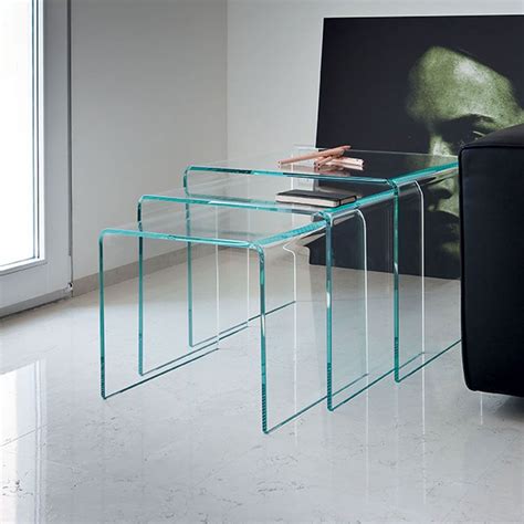 Bridge Nest Of Glass Tables Klarity Glass Furniture Coffee Table Glass Nesting Tables